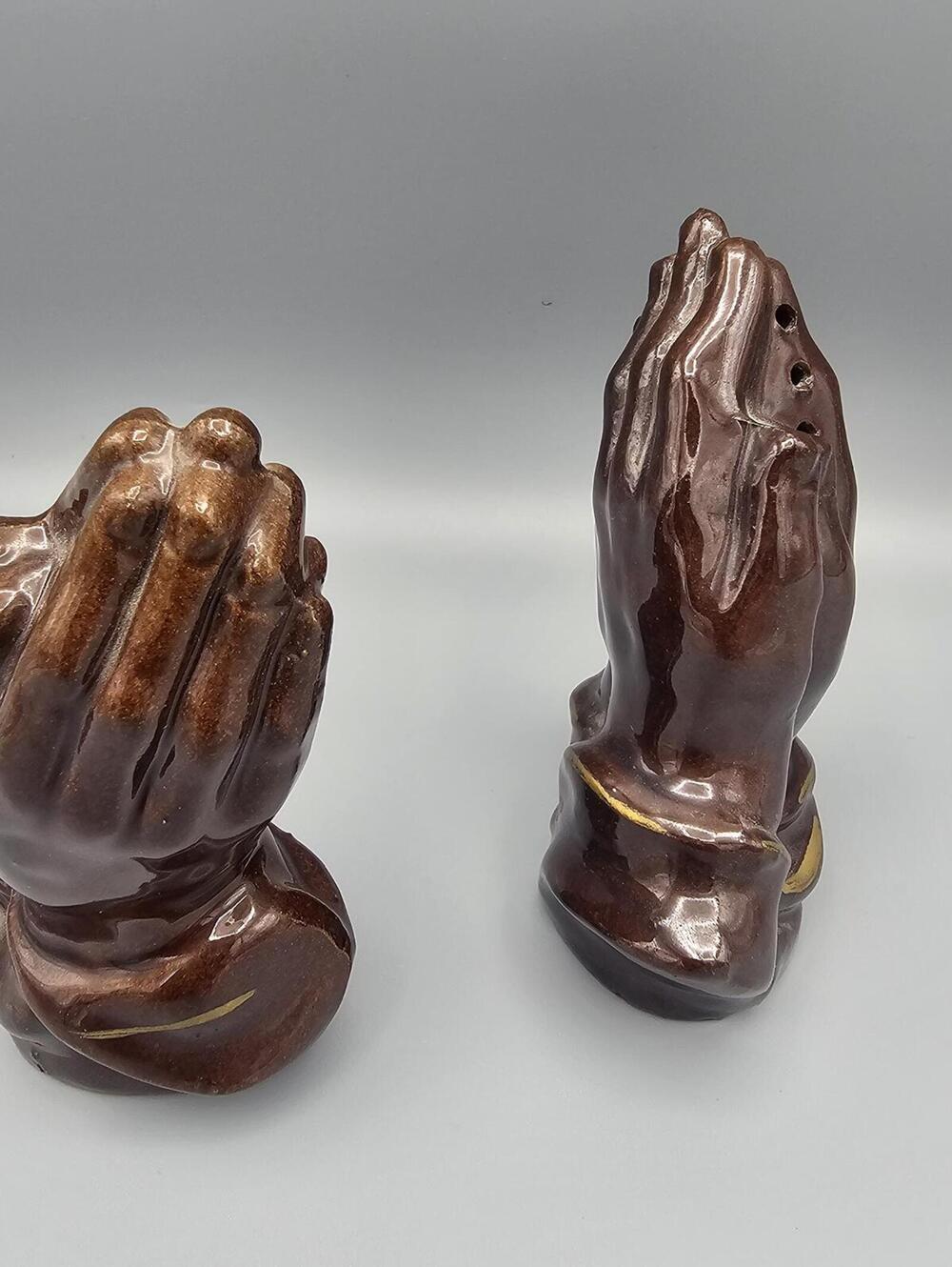 Vintage Ceramic Praying Hands Salt and Pepper Shakers